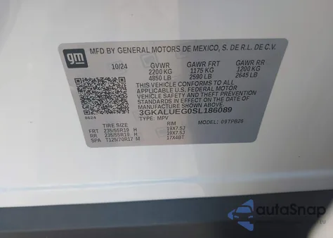 2025 GMC Terrain Awd Elevation из США, поврежденный, VIN 3GKALUEG0SL186089